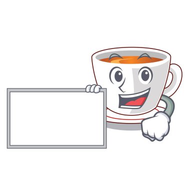 Ahşap çizgi film tablonun üst kurulu nane çayı ile