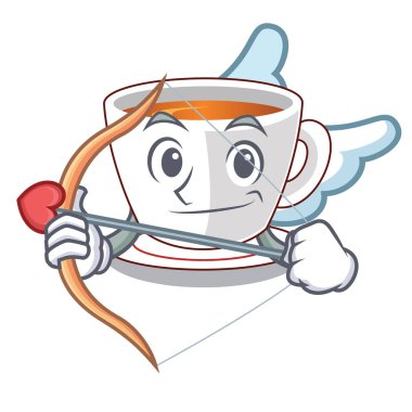 Aşk tanrısı nane çayı ahşap karikatür tablosunun üst kısmındaki