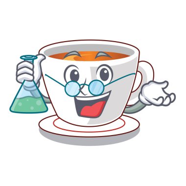Profesör fincan nane çayı şekil maskot