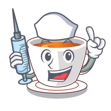 Hemşire fincan nane çayı şekil maskot