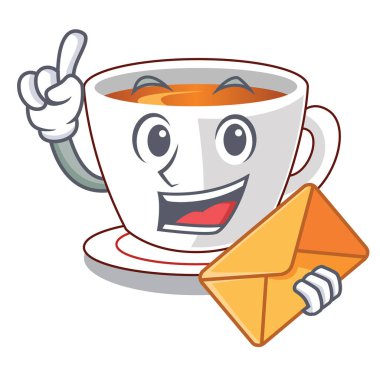 Zarf fincan nane çayı şekil maskot