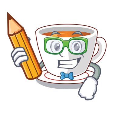 Öğrenci fincan nane çayı şekil maskot