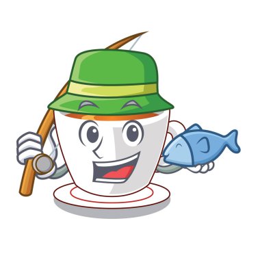 Karakteri ile izole fincan nane çayı Balık tutma