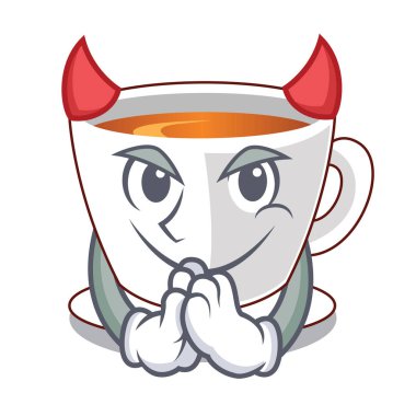 Şeytan fincan nane çayı karakteri ile izole