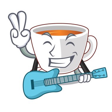Karakteri ile izole gitar fincan nane çayı ile