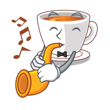 Karakteri ile izole trompet fincan nane çayı ile