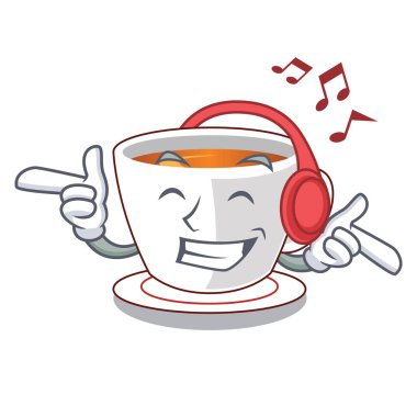 Dinleme müzik fincan nane çayı karakteri ile izole