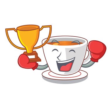 Boks şampiyonu nane çayı bir karikatür Kupası