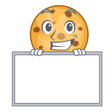 Mesaj panosu yulaf çerezlerini ahşap karakter panoları yukarıda ile sırıtarak