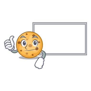 Başparmak yukarıya kurulu yulaf kurabiye yukarıda ahşap karakter kurulları ile