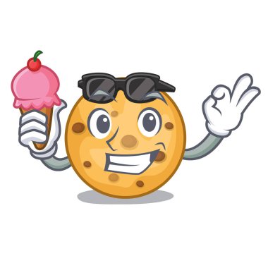 Maskot plaka üzerinde dondurma yulaf kurabiye