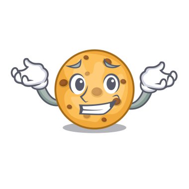 Maskot plaka üzerinde sırıtan yulaf kurabiye