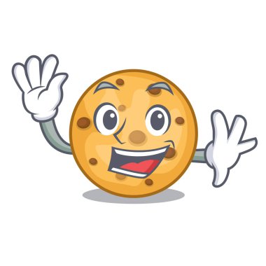 Yulaf kurabiye maskot plaka üzerinde sallayarak