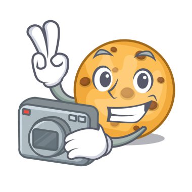 Fotoğrafçı yulaf kurabiye karikatür kavanozda