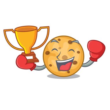 Boks şampiyonu yulaf çerez ile karikatür izole