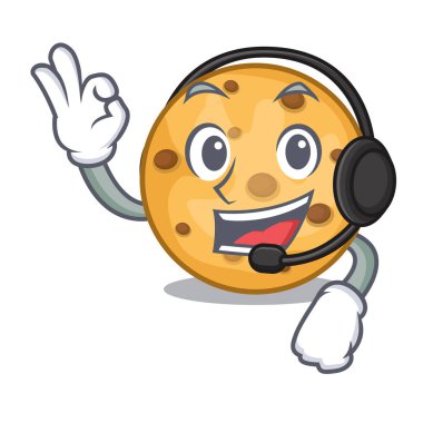 Çizgi film ile izole kulaklık yulaf çerez ile