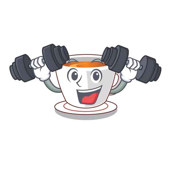 Fitness té de menta encima de la mesa de dibujos animados de madera — Vector de stock