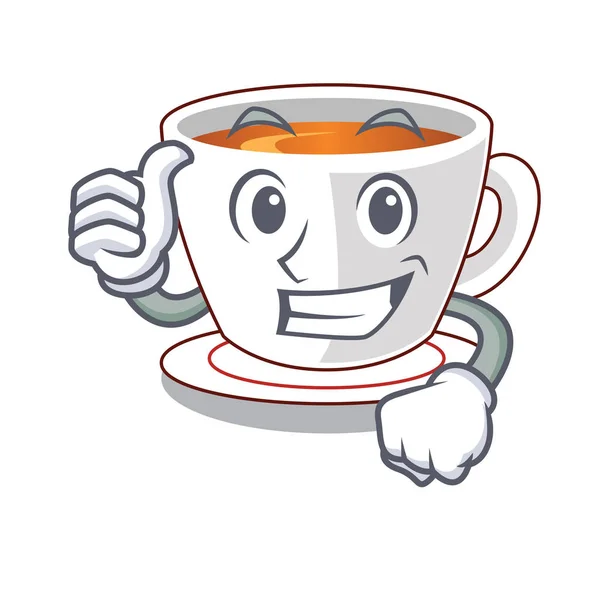 Kciuk w górę Puchar miętowej herbaty, kształt maskotka — Wektor stockowy