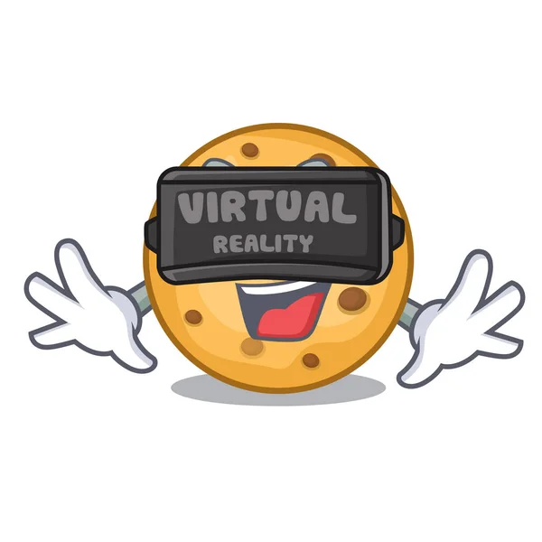 Virtuální realita ovesné cookies v sklenici kreslený — Stockový vektor