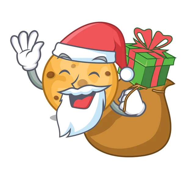 Santa con galleta de avena de regalo aislado con la caricatura — Vector de stock