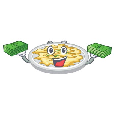 Para çanta çırpılmış yumurta ile maskot kase