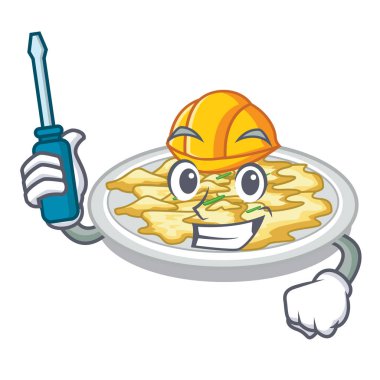 Otomotiv çırpılmış yumurta ile izole karikatür