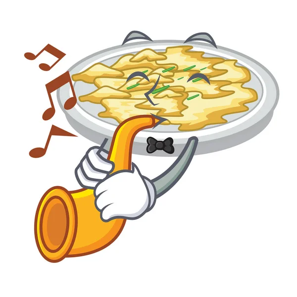 用小号炒鸡蛋在吉祥物碗里 — 图库矢量图片