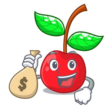 Para çantası kiraz meyve ile maskot sepet içinde
