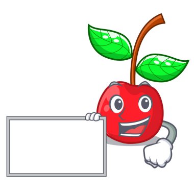 Maskot sepet içinde kurulu kiraz meyve ile