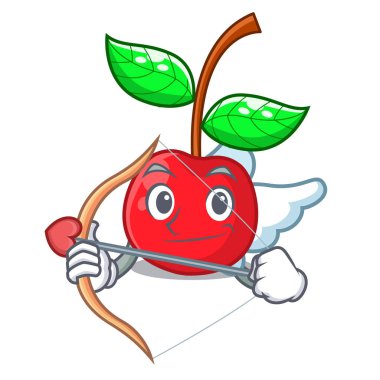 Aşk tanrısı kiraz meyve maskot sepet içinde