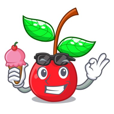 Dondurma meyve ile ahşap karakter tablo kiraz