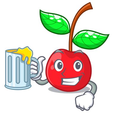 Bir çizgi film kase meyve suyu kiraz