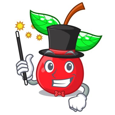 Sihirbaz kiraz meyve ile karikatür izole