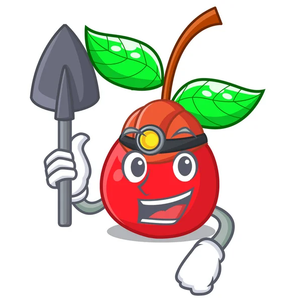 Bányász cseresznye gyümölcs egy rajzfilm-tál — Stock Vector