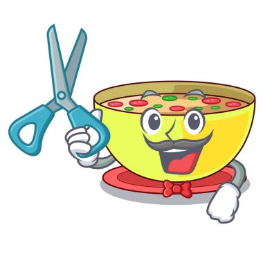 Kuaför Mısır çorbası bir karikatür kase