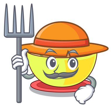 Çiftçi mısır çorbası bir karikatür kase