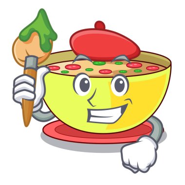 Sanatçı Mısır çorbası bir karikatür kase