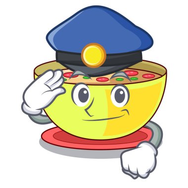 Polis çorbası bir karikatür kase mısır