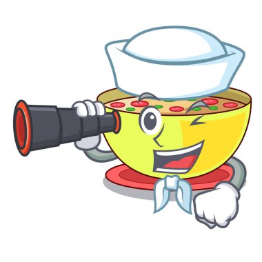 Denizci ile dürbün Mısır çorbası maskot şeklinde