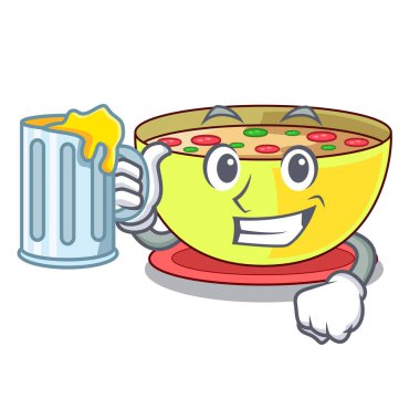 Maskot şekli ile suyu Mısır çorbası