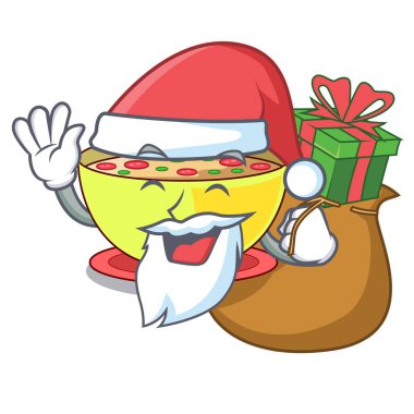 Noel Baba hediye Mısır çorbası bir karikatür plaka ile