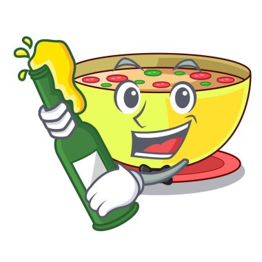 Bir çizgi film plaka ile bira Mısır çorbası