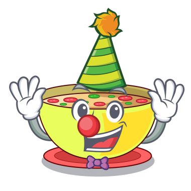 Palyaço Mısır çorbası bir karikatür plaka