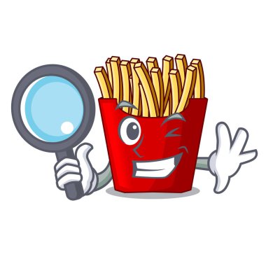 Dedektif patates kızartması karakter Tabaklarda servis