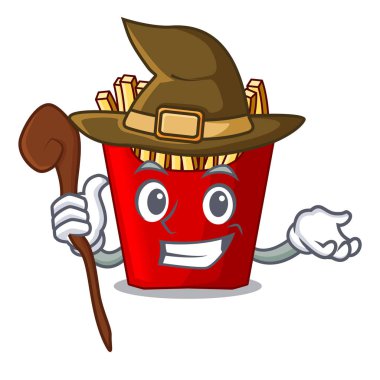 Cadı kızarmış patates karikatür şekillerde sarılmış