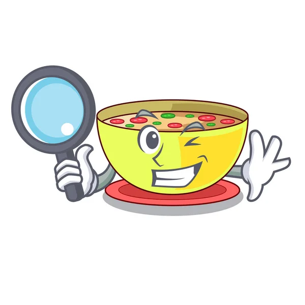 Detective corn chowder isolated with the character — Stock Vector