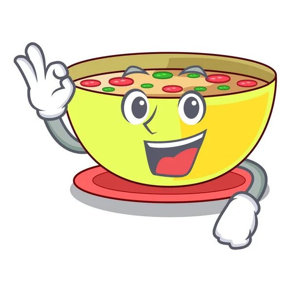 Oke sup jagung diisolasi dengan karakter - Stok Vektor