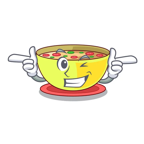 Wink corn chowder isolated with the character — Stock Illustration Wink corn chowder isolated with the character Stock Vector