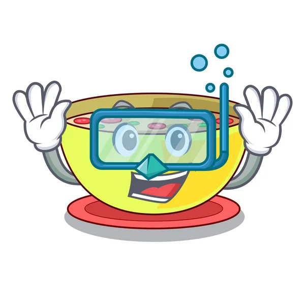 Diving corn chowder isolated with the character — Stock Illustration Diving corn chowder isolated with the character Stock Vector