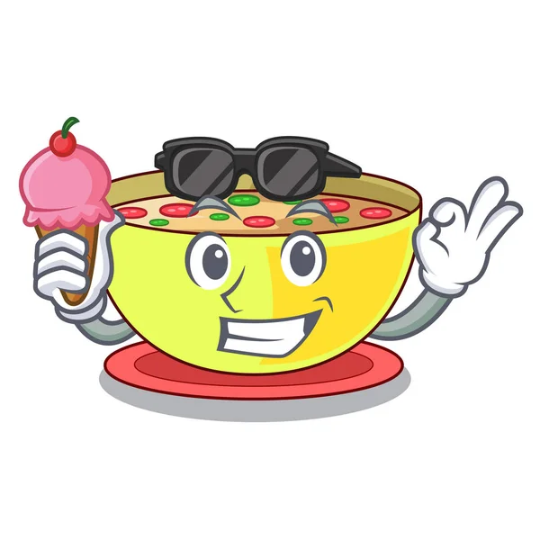 With ice cream corn chowder isolated with the character — Stock Illustration With ice cream corn chowder isolated with the character Vector Graphics